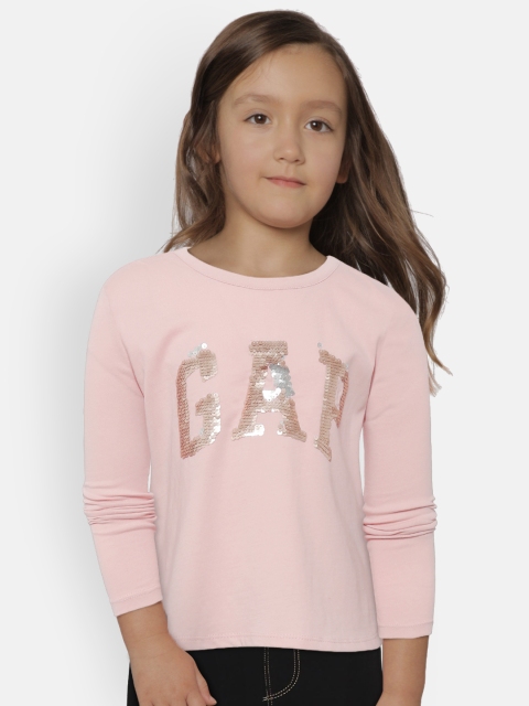 

GAP Girls Logo Flippy Sequin Long Sleeve T-Shirt, Pink