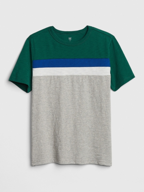 

GAP Boys Grey & Green Chest Stripe Short Sleeve T-shirt