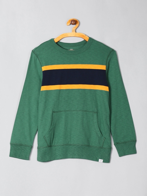 

GAP Boys Green & Navy Blue Colourblocked Sweatshirt