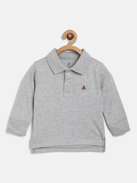 

GAP Boys Uniform Long Sleeve Polo Shirt, Grey melange