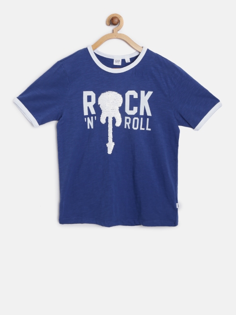 

GAP Boy's Flippy Sequin Short Sleeve T-Shirt, Blue