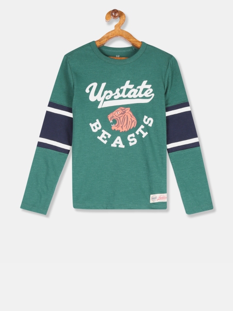 

GAP Boys Green Printed Round Neck T-shirt