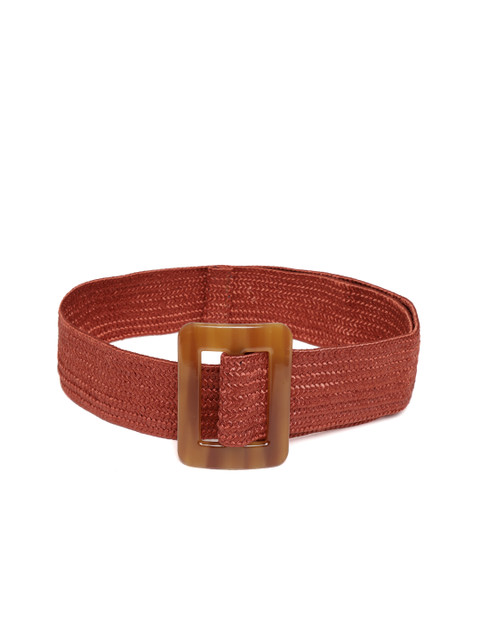 

MANGO Women Rust Orange Woven Design Waist Belt