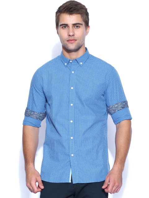 

F-Factor by Pantaloons Blue Checked Slim Casual Shirt