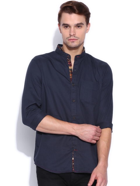 

Yellow Jeans Navy Liquid Fit Casual Shirt, Navy blue