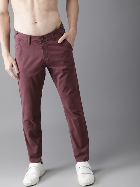 

HERE&NOW Men Maroon Regular Fit Solid Chinos
