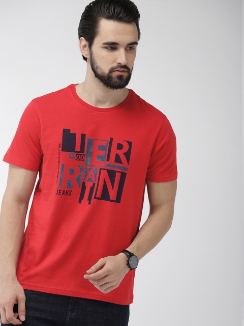 

Indian Terrain Men Red & Black Printed Round Neck T-shirt