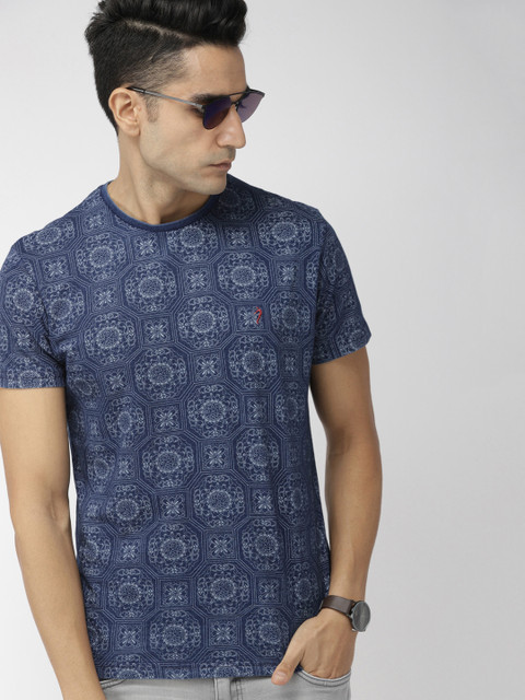 

Indian Terrain Men Navy Blue Printed Round Neck T-shirt