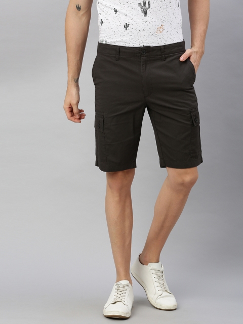 

Indian Terrain Men Charcoal Grey Solid Regular Fit Cargo Shorts