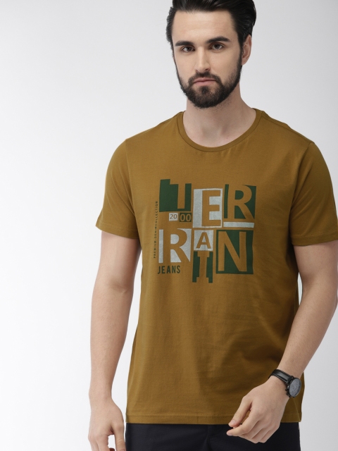

Indian Terrain Men Bronze-Toned Printed Round Neck T-shirt