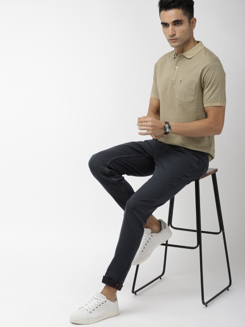 

Indian Terrain Men Brown Printed Polo Collar Pure Cotton T-shirt