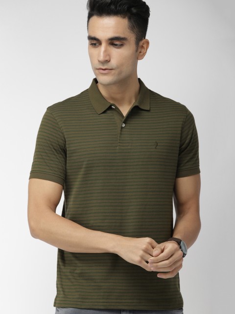 

Indian Terrain Men Green Striped Polo Collar T-shirt
