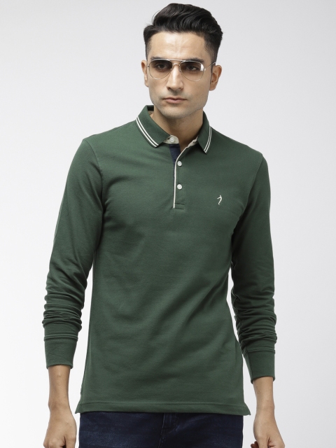 

Indian Terrain Men Green Solid Polo Collar T-shirt