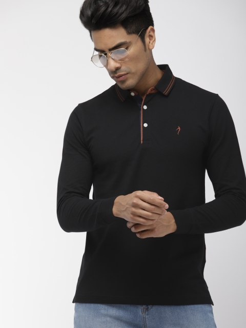 

Indian Terrain Men Black Solid Polo Collar T-shirt