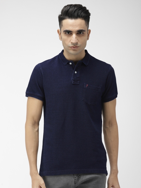 

Indian Terrain Men Navy Blue Solid Polo Collar T-shirt