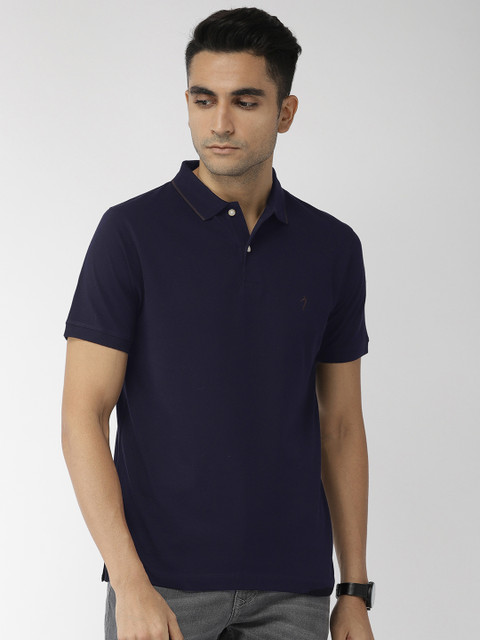 

Indian Terrain Men Navy Blue Solid Polo T-shirt