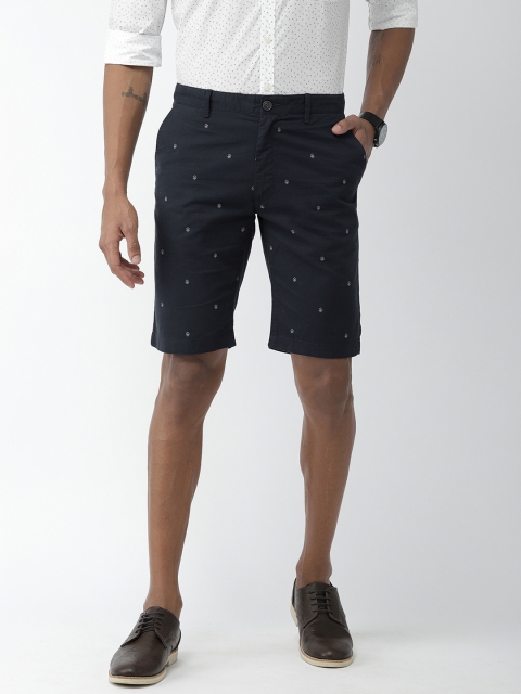 

Indian Terrain Men Navy Blue Printed Slim Fit Chino Shorts