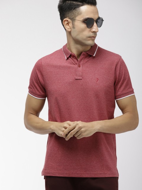 

Indian Terrain Men Rust Red Solid Polo Collar T-shirt