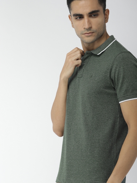 

Indian Terrain Men Green Solid Polo Collar T-shirt