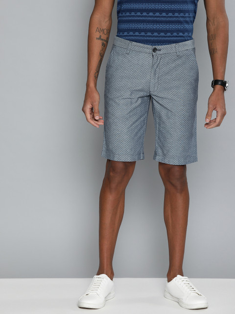 

Indian Terrain Men Blue Slim Fit Printed Regular Shorts