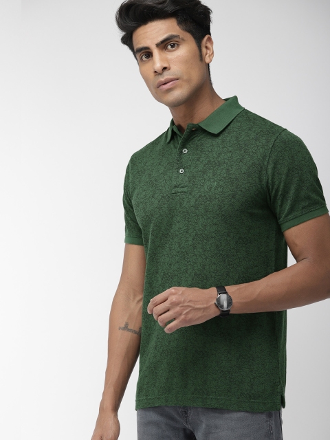 

Indian Terrain Men Green Printed Polo Collar T-shirt