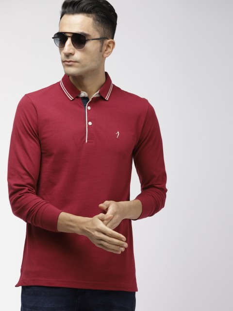 

Indian Terrain Men Red Solid Polo Collar T-shirt