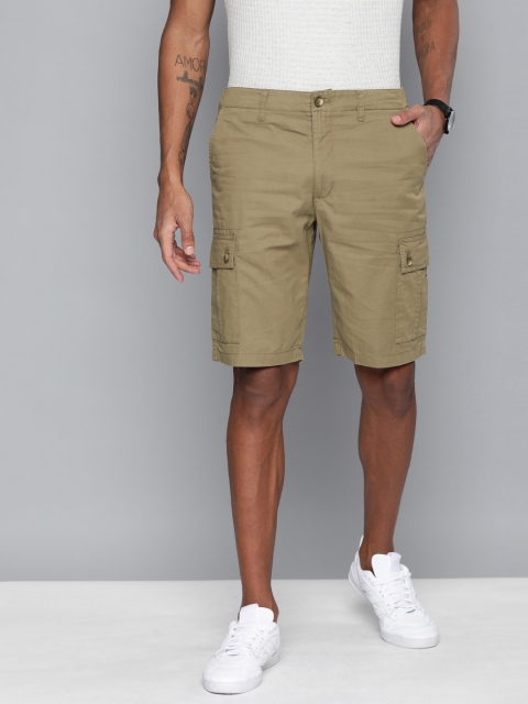 

Indian Terrain Men Khaki Solid Regular Fit Cargo Shorts