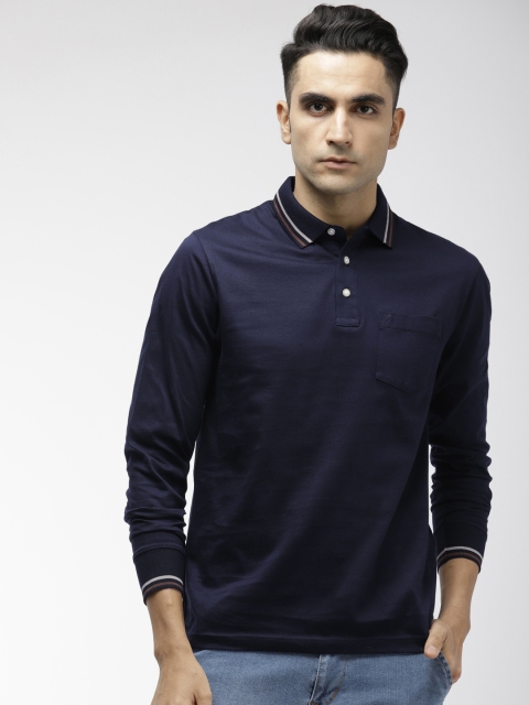 

Indian Terrain Men Navy Blue Solid Polo Collar T-shirt