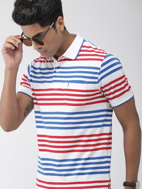 

Indian Terrain Men White Striped Polo Collar T-shirt