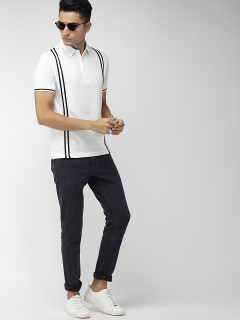 

Indian Terrain Men White Striped Polo Collar T-shirt