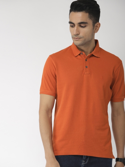 

Indian Terrain Men Rust Orange Solid Polo Collar T-shirt