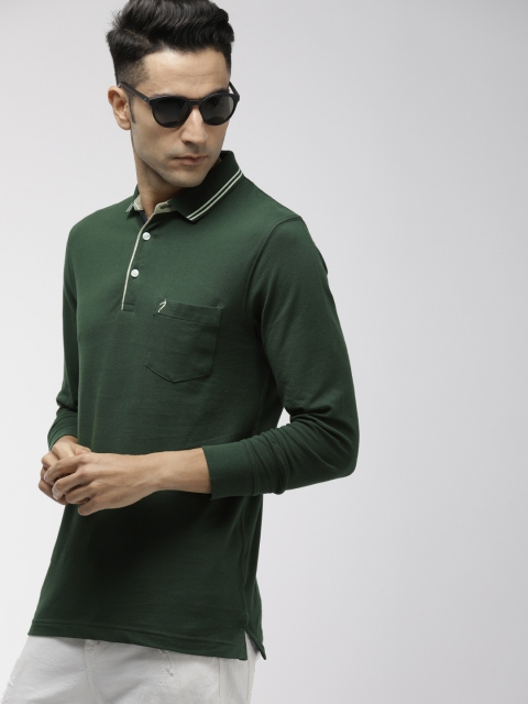 

Indian Terrain Men Green Solid Polo Collar T-shirt