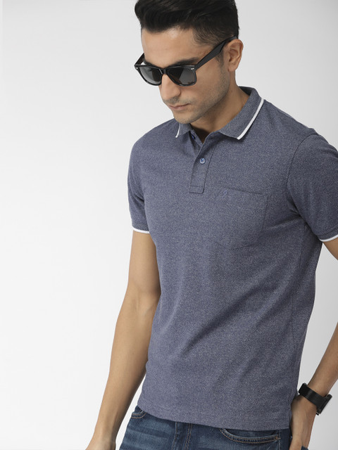 

Indian Terrain Men Blue Solid Polo Collar T-shirt