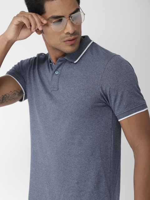 

Indian Terrain Men Blue Solid Polo Collar T-shirt