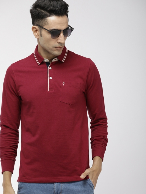 

Indian Terrain Men Maroon Solid Polo Collar T-shirt