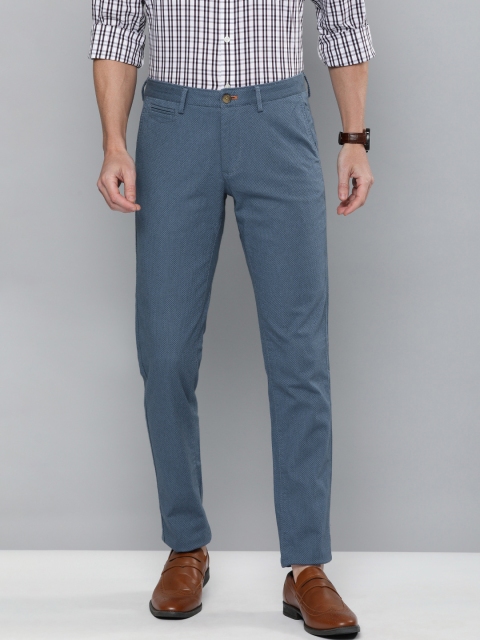 

Indian Terrain Men Blue Brooklyn Fit Printed Regular Smart Casual Trousers