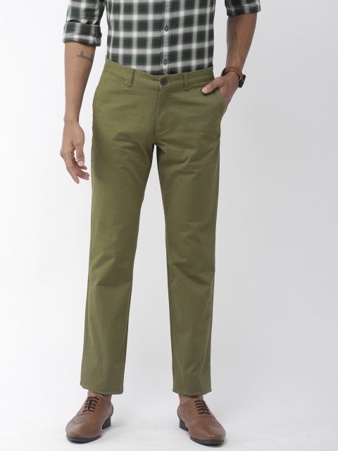 

Indian Terrain Men Olive Green Kansas Regular Fit Solid Chinos