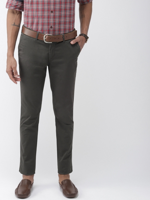 

Indian Terrain Men Charcoal Grey Kruger Skinny Fit Solid Smart Casual Trousers