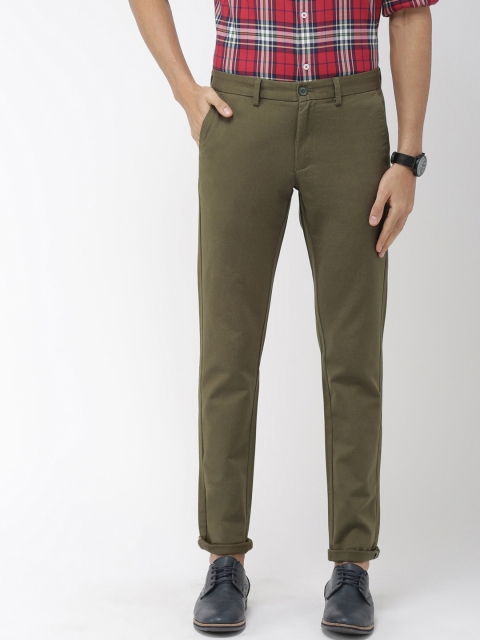 

Indian Terrain Men Olive Green Brooklyn Slim Fit Solid Smart Casual Chinos