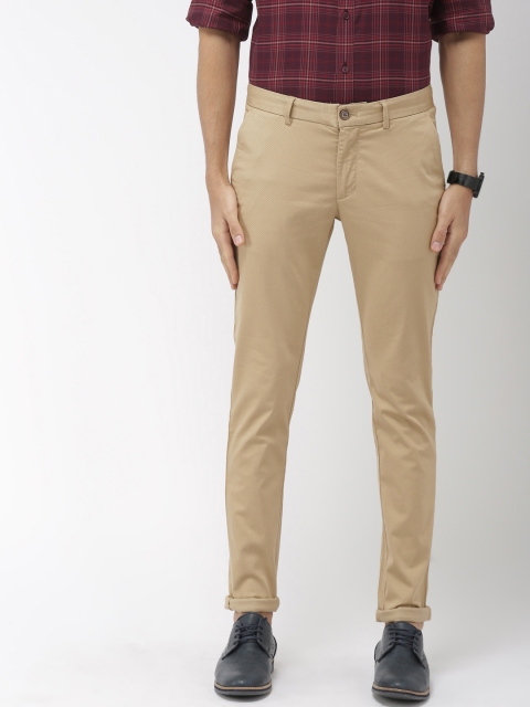 

Indian Terrain Men Khaki Kruger Skinny Fit Printed Smart Casual Chinos