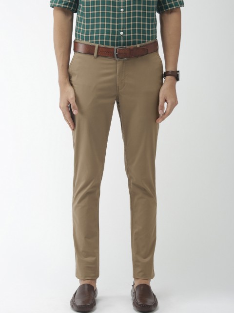 

Indian Terrain Men Khaki Kruger Skinny Fit Solid Smart Casual Regular Trousers