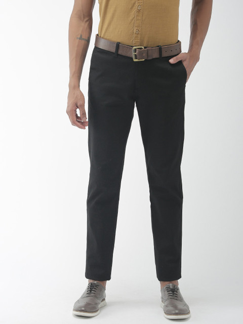 

Indian Terrain Men Black Brooklyn Slim Fit Solid Regular Trousers
