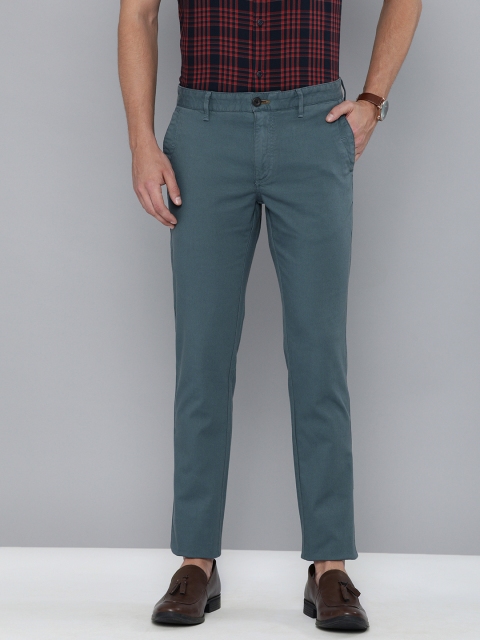 

Indian Terrain Men Blue Brooklyn Slim Fit Self Design Dyed Regular Trousers