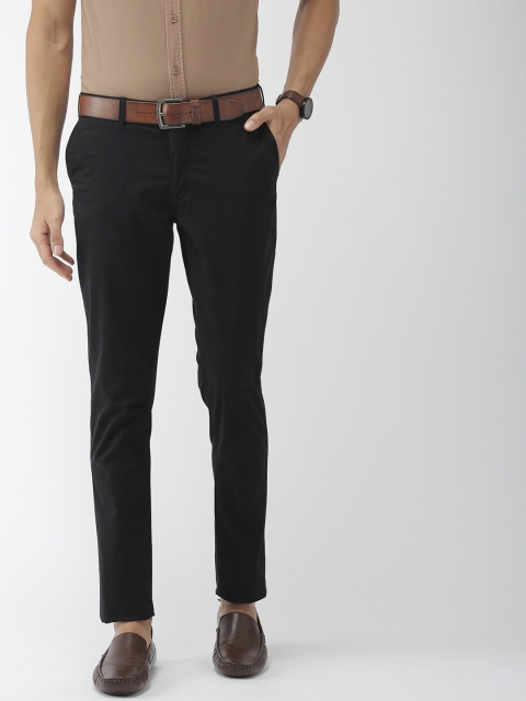 

Indian Terrain Men Black Kruger Skinny Fit Solid Smart Casual Regular Trousers