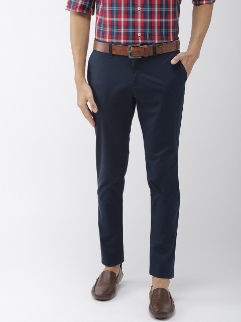 

Indian Terrain Men Navy Blue Urban Tapered Fit Solid Smart Casual Chinos