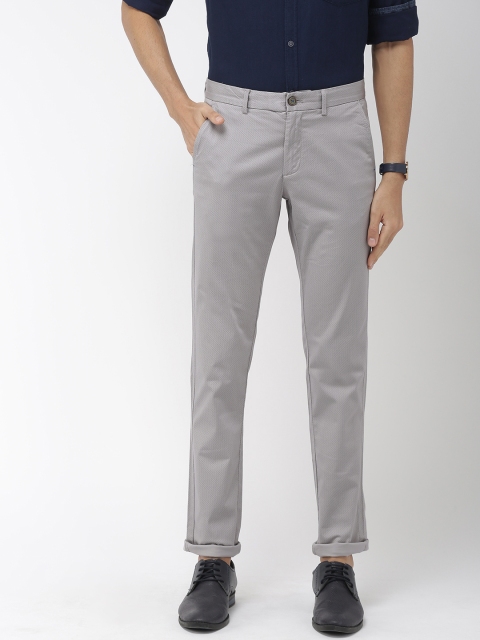 

Indian Terrain Men Grey Brooklyn Slim Fit Printed Chinos