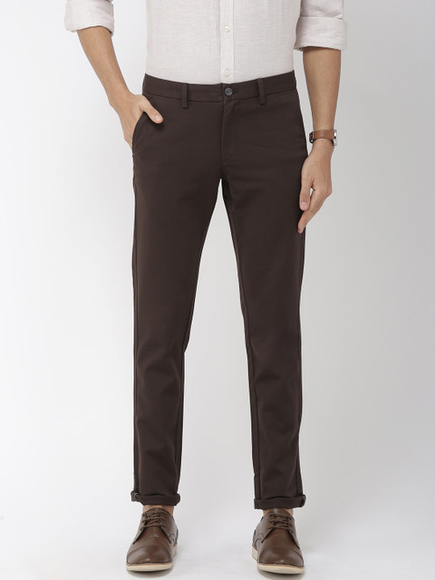 

Indian Terrain Men Coffee Brown Brooklyn Slim Fit Solid Smart Casual Trousers