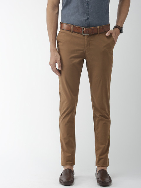 

Indian Terrain Men Brown Kruger Skinny Fit Solid Smart Casual Chinos