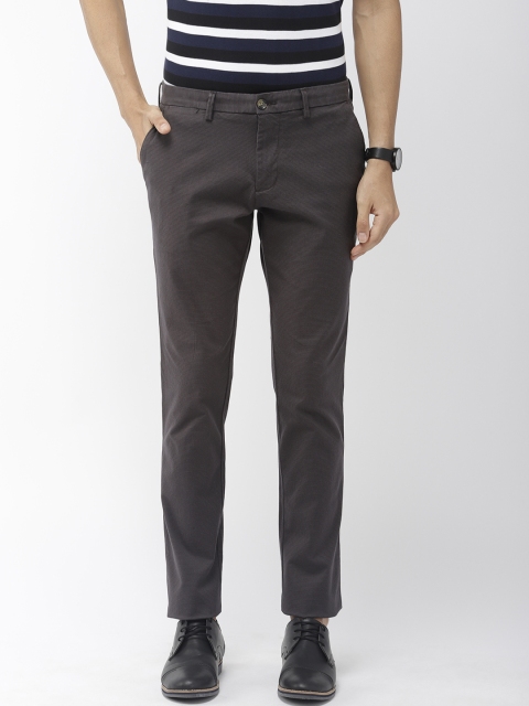 

Indian Terrain Men Coffee Brown Urban Comfort Fit Self-Checked Regular Trousers