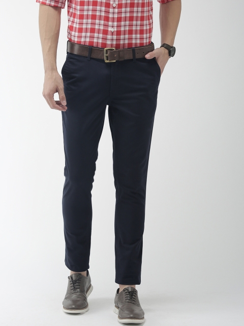 

Indian Terrain Men Navy Blue Kruger Skinny Fit Solid Smart Casual Chinos